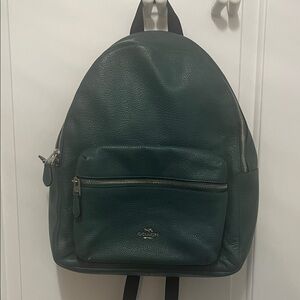 Coach Dark Green Leather Backpack